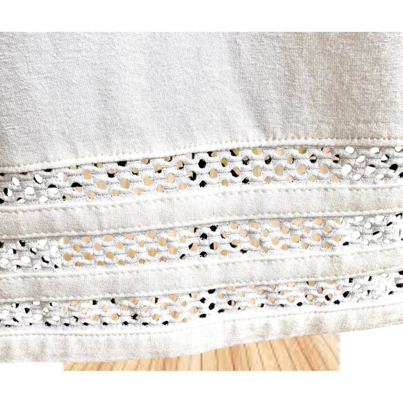 J Jill Dress XS Extra Small Cream Work Casual Church Open Cut Neck Hemline - Picture 6 of 12